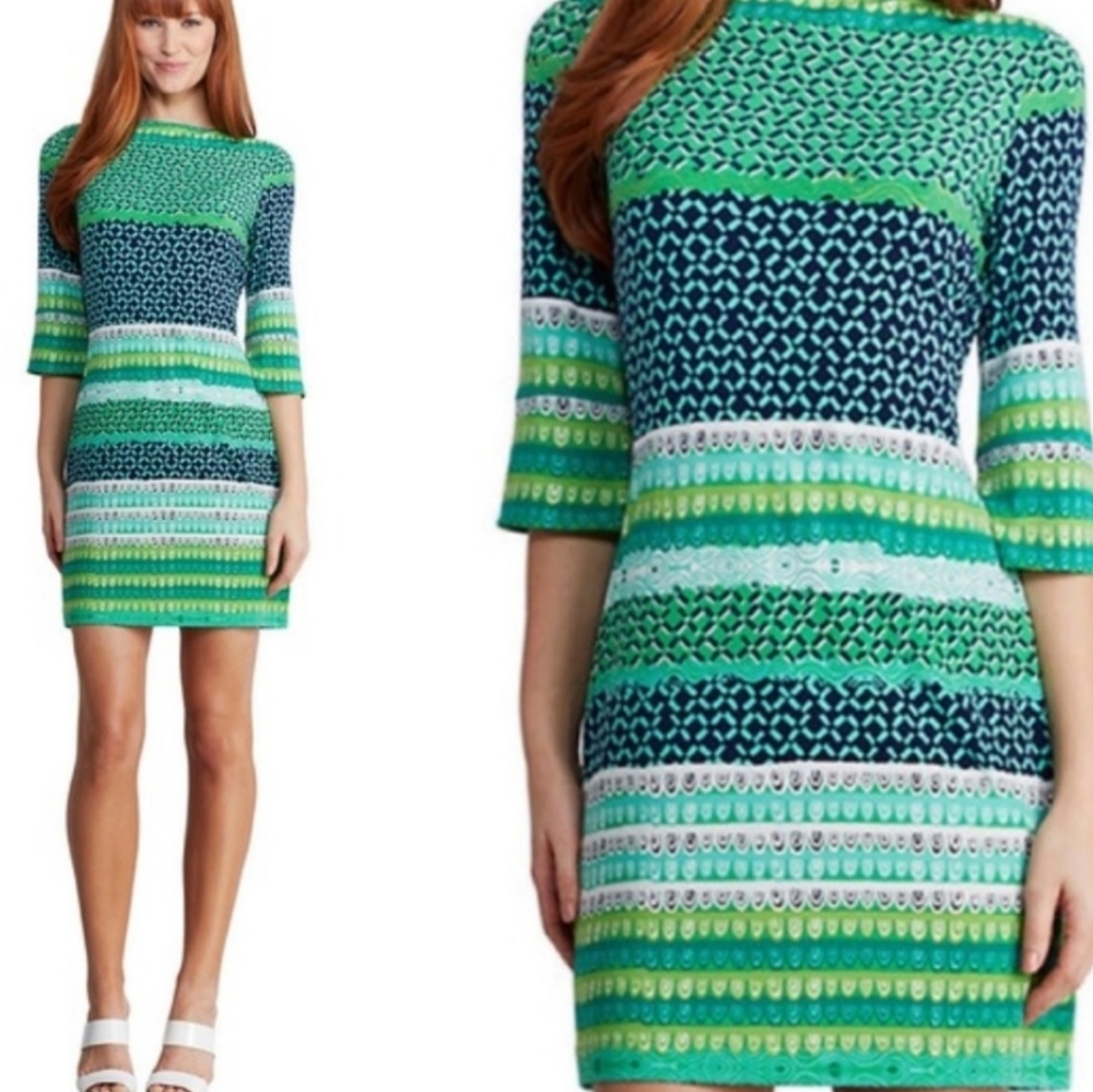 Donna Morgan Green Multi Sheath Dress